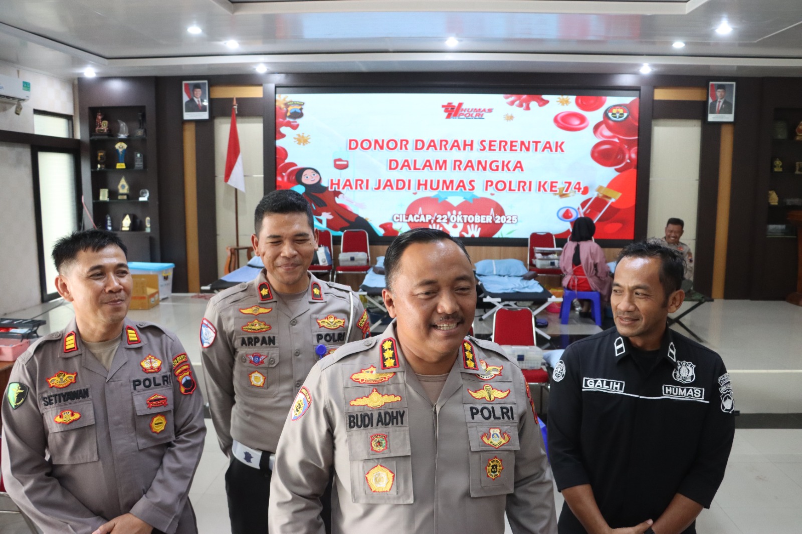 Wujud Kepedulian Polri untuk Masyarakat, Polresta Cilacap Gelar Donor Darah di HUT Humas ke-74